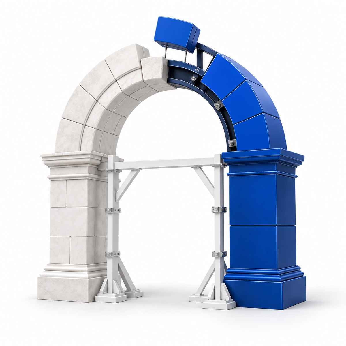 A supported arch transitioning one segment at a time.